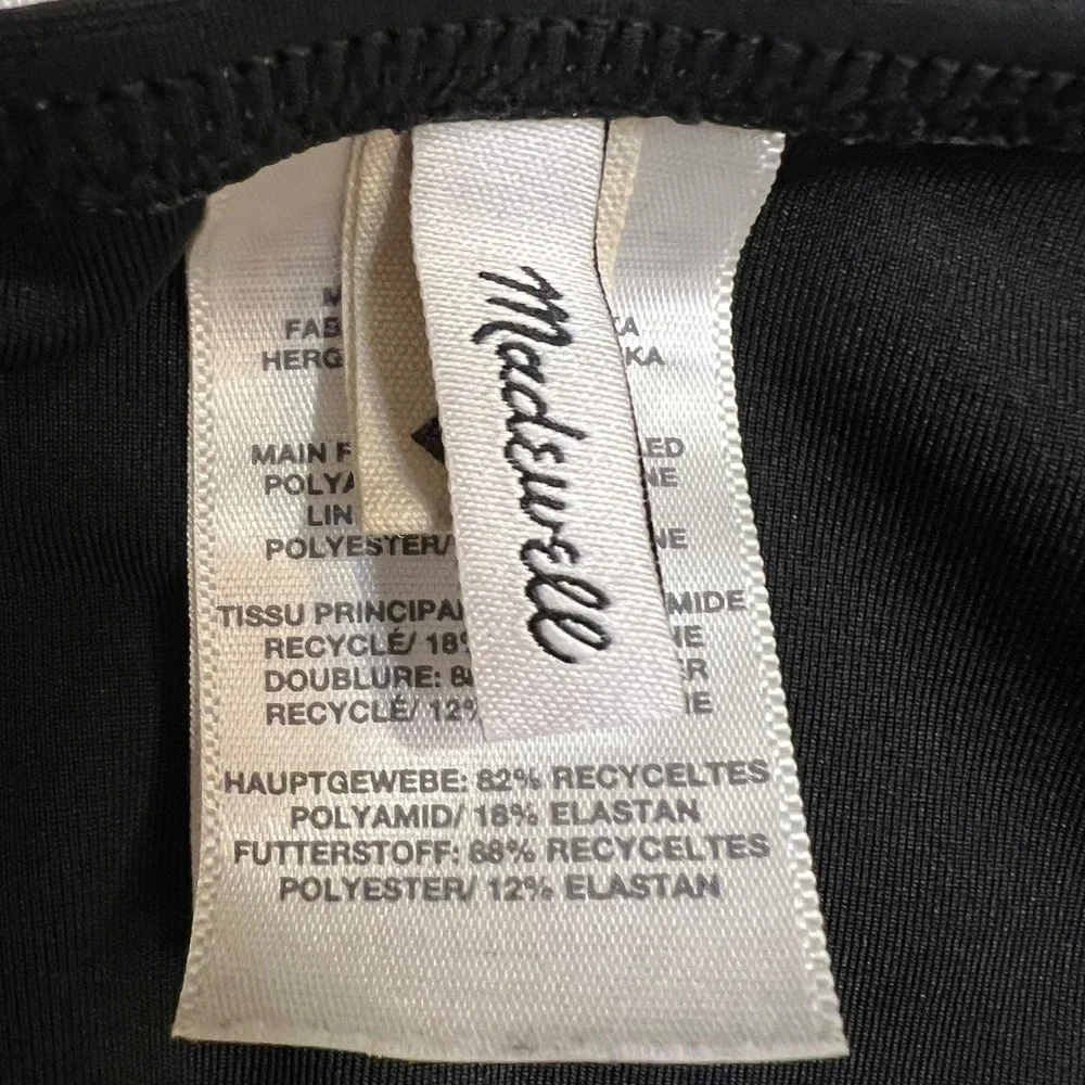 Madewell Black Square Neck Classic Minimalist One Piece Swimsuit Size M